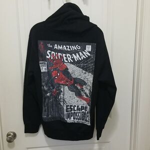 Vintage Marvel Black and Red Spider-Man Comic Sweater Mens Size LARGE